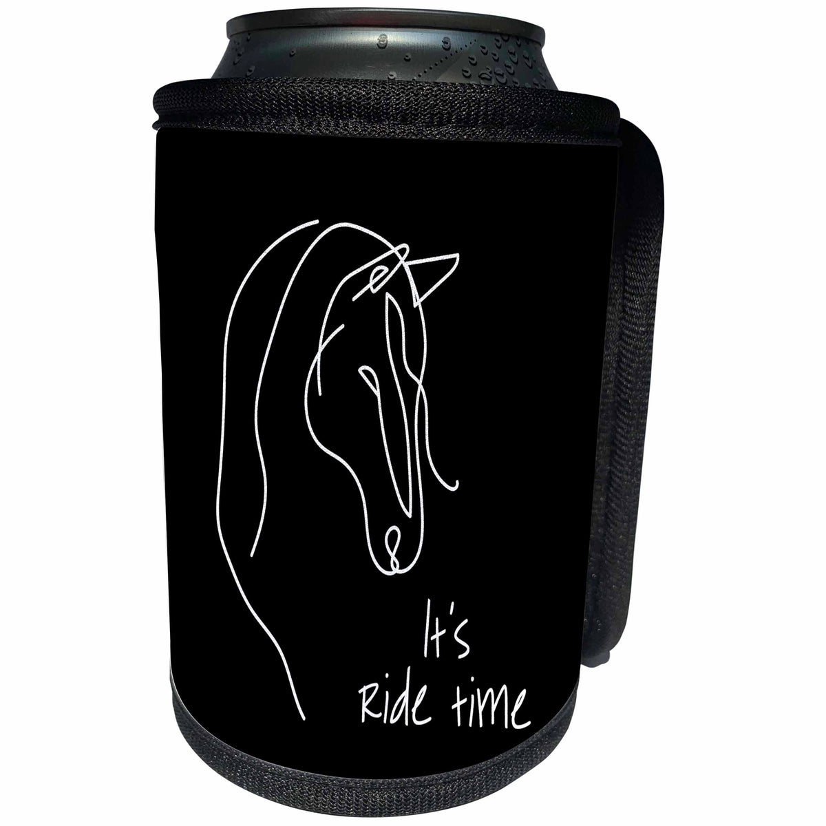 3dRose It is ride time - a horse head on black cool charming... - Can Cooler Bottle Wrap (cc-365324)