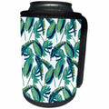3dRose Chic floral pattern of green tropical leaves on white - Can Cooler Bottle Wrap (cc-365585)