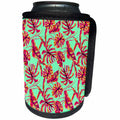 3dRose Floral pattern of red tropical monstera leaves, green... - Can Cooler Bottle Wrap (cc-365692)