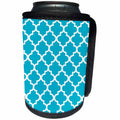 3dRose Quatrefoil Pattern In White Outline On Blue - Can Cooler Bottle Wrap (cc-365842)