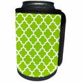 3dRose Quatrefoil Pattern In White Outline On Lime Green - Can Cooler Bottle Wrap (cc-365847)