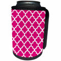 3dRose Quatrefoil Pattern In White Outline On Pink - Can Cooler Bottle Wrap (cc-365848)