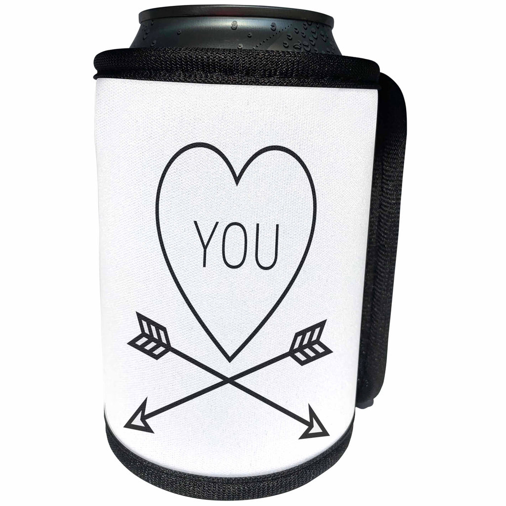 3dRose Love - The word YOU in a heart with arrows under it - Can Cooler Bottle Wrap (cc-366170)