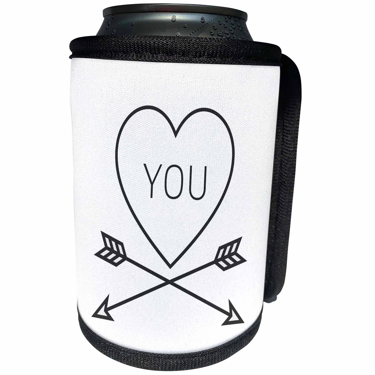 3dRose Love - The word YOU in a heart with arrows under it - Can Cooler Bottle Wrap (cc-366170)