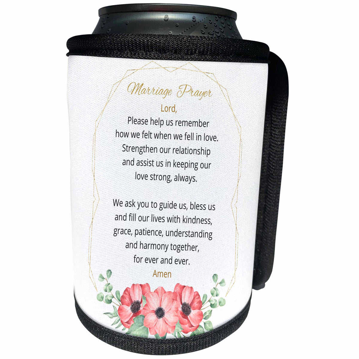 3dRose Marriage Prayer Floral Pink Flowers Wedding... - Can Cooler Bottle Wrap (cc-366750)