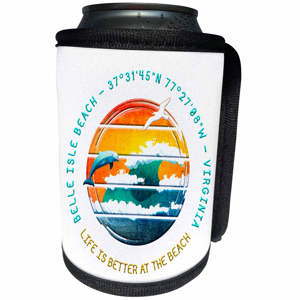 3dRose Belle Isle Beach, Richmond, Virginia summer travel... - Can Cooler Bottle Wrap (cc-366916)