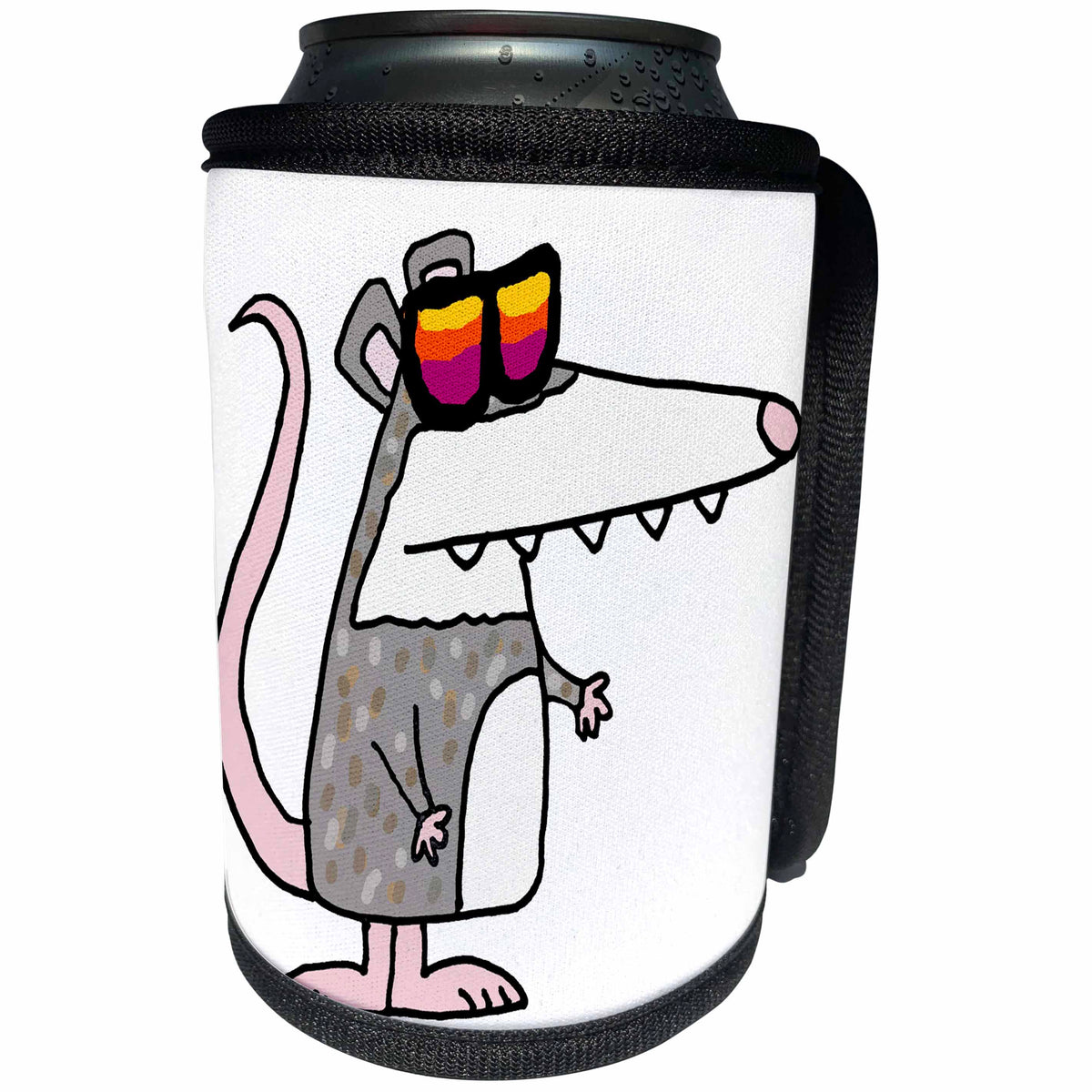 3dRose Funny Cute Funky Possum wearing Sunglasses Cartoon - Can Cooler Bottle Wrap (cc-369074)