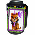 3dRose Cute Halloween Orange Tabby Cat And A Purple Heart... - Can Cooler Bottle Wrap (cc-369105)