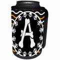 3dRose Halloween Skulls and Bones Monogram Initial A - Can Cooler Bottle Wrap (cc-369244)