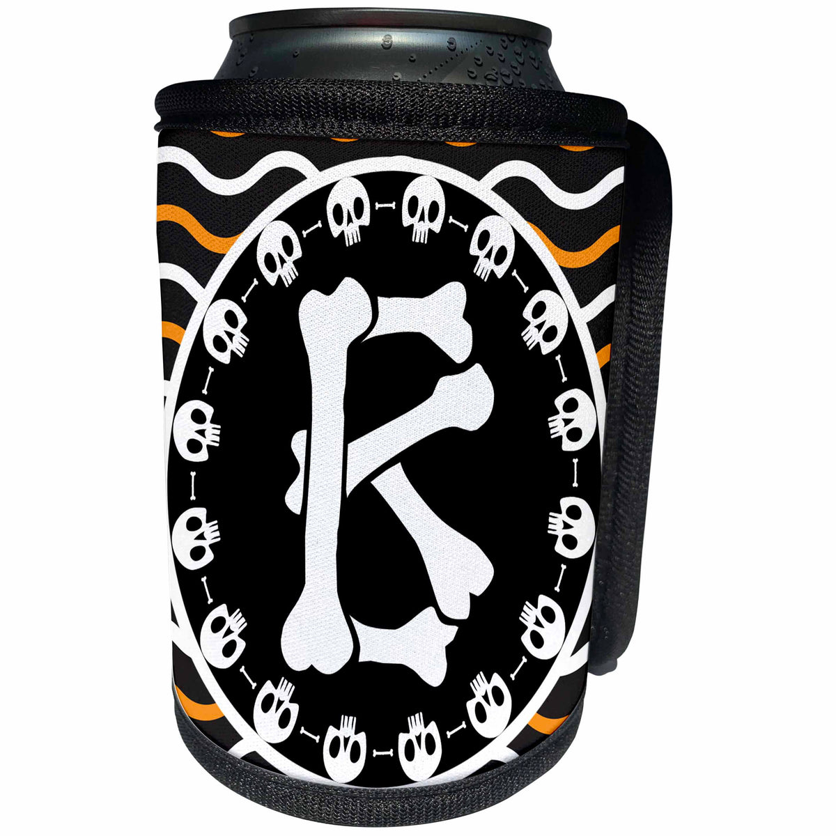 3dRose Halloween Skulls and Bones Monogram Initial B - Can Cooler Bottle Wrap (cc-369245)