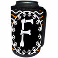 3dRose Halloween Skulls and Bones Monogram Initial F - Can Cooler Bottle Wrap (cc-369248)