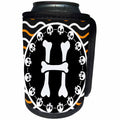 3dRose Halloween Skulls and Bones Monogram Initial H - Can Cooler Bottle Wrap (cc-369250)