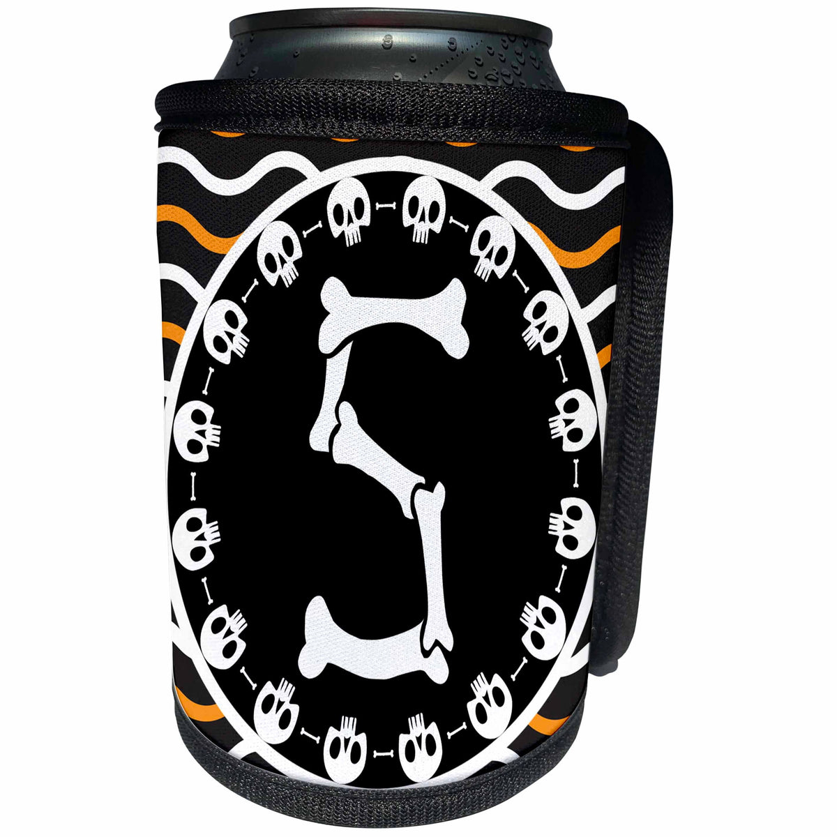 3dRose Halloween Skulls and Bones Monogram Initial S - Can Cooler Bottle Wrap (cc-369258)