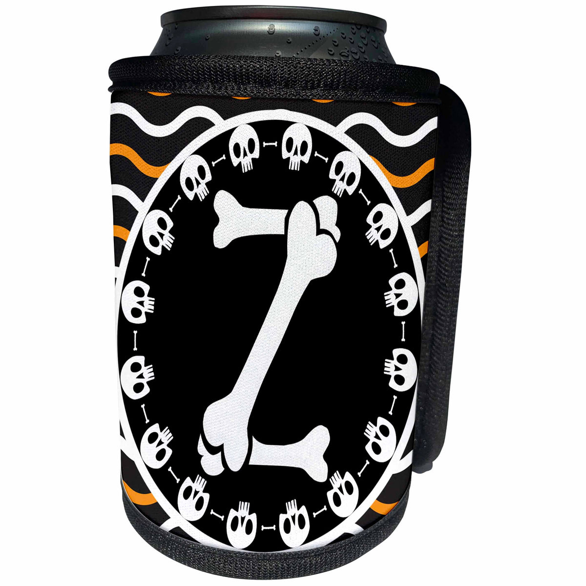 3dRose Halloween Skulls and Bones Monogram Initial Z - Can Cooler Bottle Wrap (cc-369263)