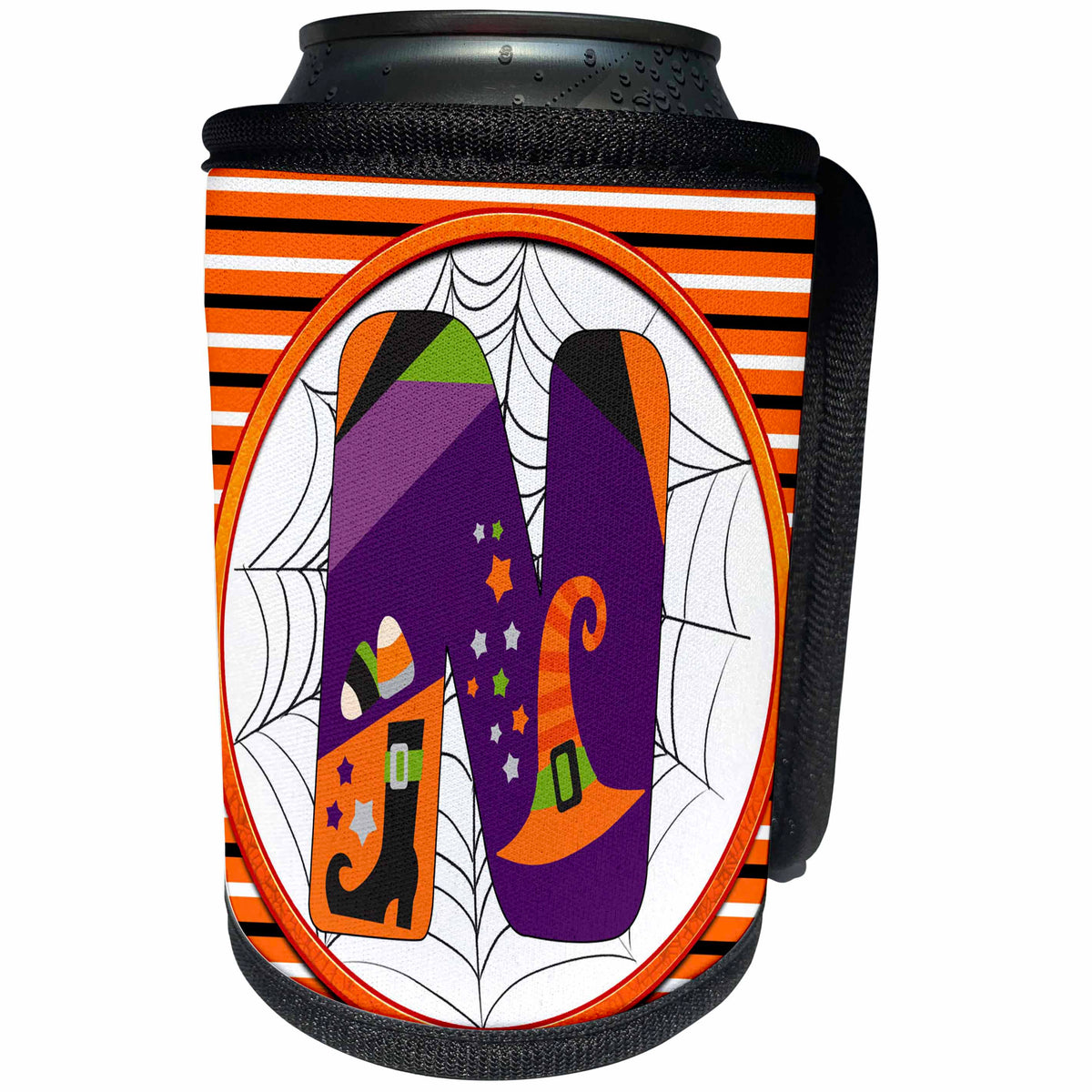 3dRose Bright Halloween Patterned Monogram Initial N - Can Cooler Bottle Wrap (cc-369275)