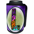 3dRose Halloween Abstract Patterned Monogram Initial L - Can Cooler Bottle Wrap (cc-369293)