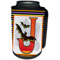 3dRose Halloween Monograms - Orange Halloween Monogram J - Can Cooler Bottle Wrap (cc-369331)