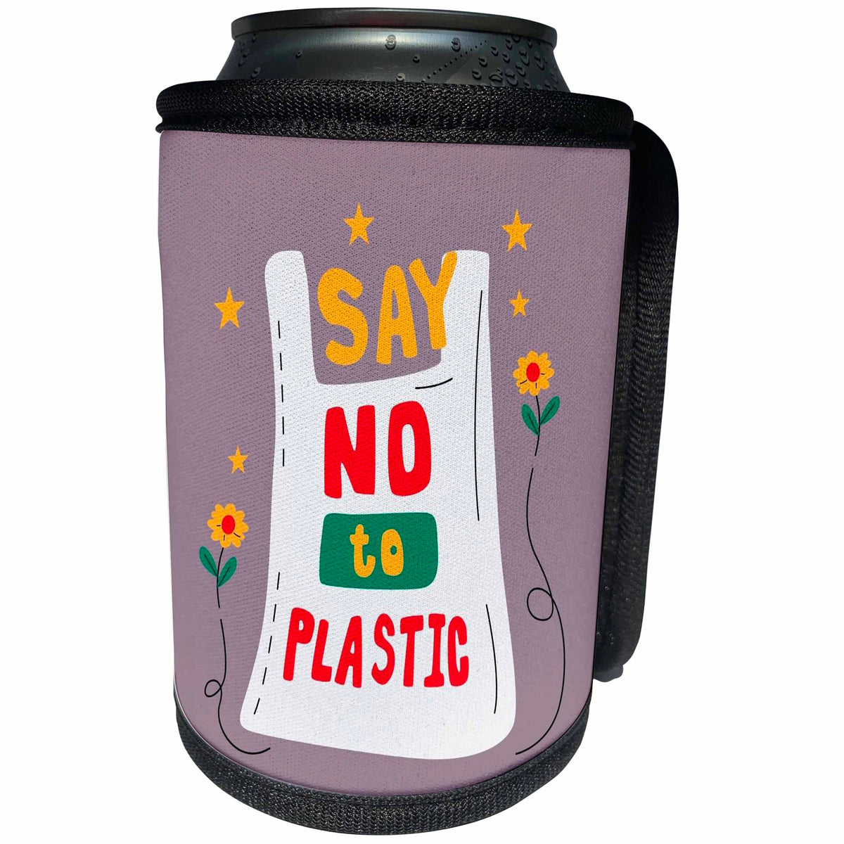 3dRose Say No To Plastic Room Decor - Can Cooler Bottle Wrap (cc-369391)