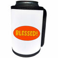 3dRose Blessed On Orange Background Room Decor - Can Cooler Bottle Wrap (cc-369399)