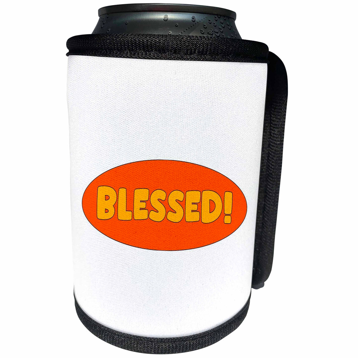 3dRose Blessed On Orange Background Room Decor - Can Cooler Bottle Wrap (cc-369399)