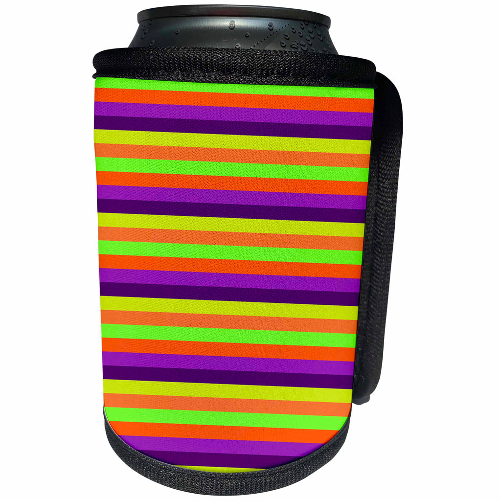 3dRose Bright Halloween Stripes - Can Cooler Bottle Wrap (cc-369476)