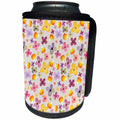 3dRose Cute Flowers and Candy Corn Halloween Pattern - Can Cooler Bottle Wrap (cc-369512)