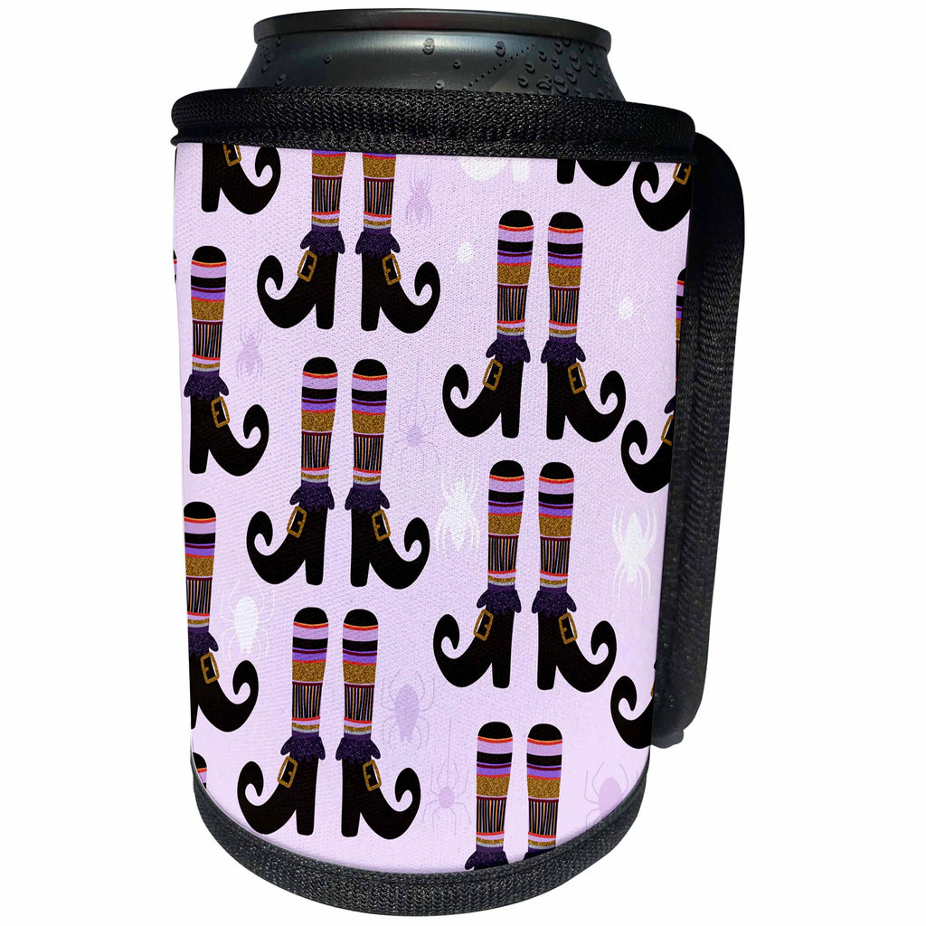 3dRose Cute Pink Witches Boots Halloween Pattern - Can Cooler Bottle Wrap (cc-369519)