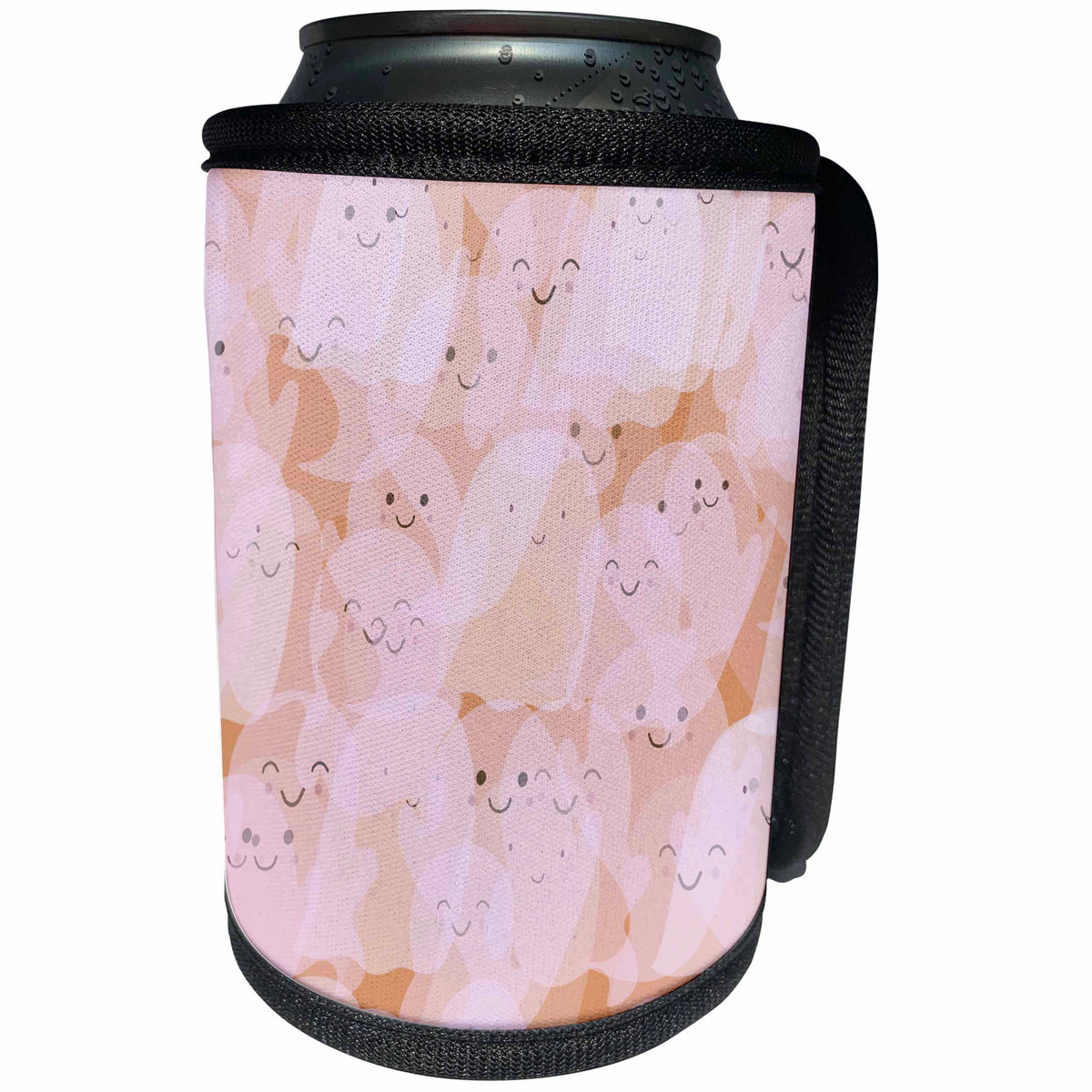 3dRose Pretty Whispy Pink Overlapping Ghosts Halloween Pattern - Can Cooler Bottle Wrap (cc-369522)