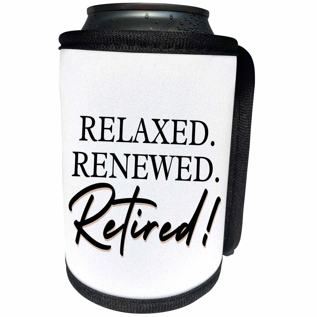 3dRose 3dRose - Rosette - Retired - Relaxed Renewed Retired - Can Cooler Bottle Wrap (cc-369575)