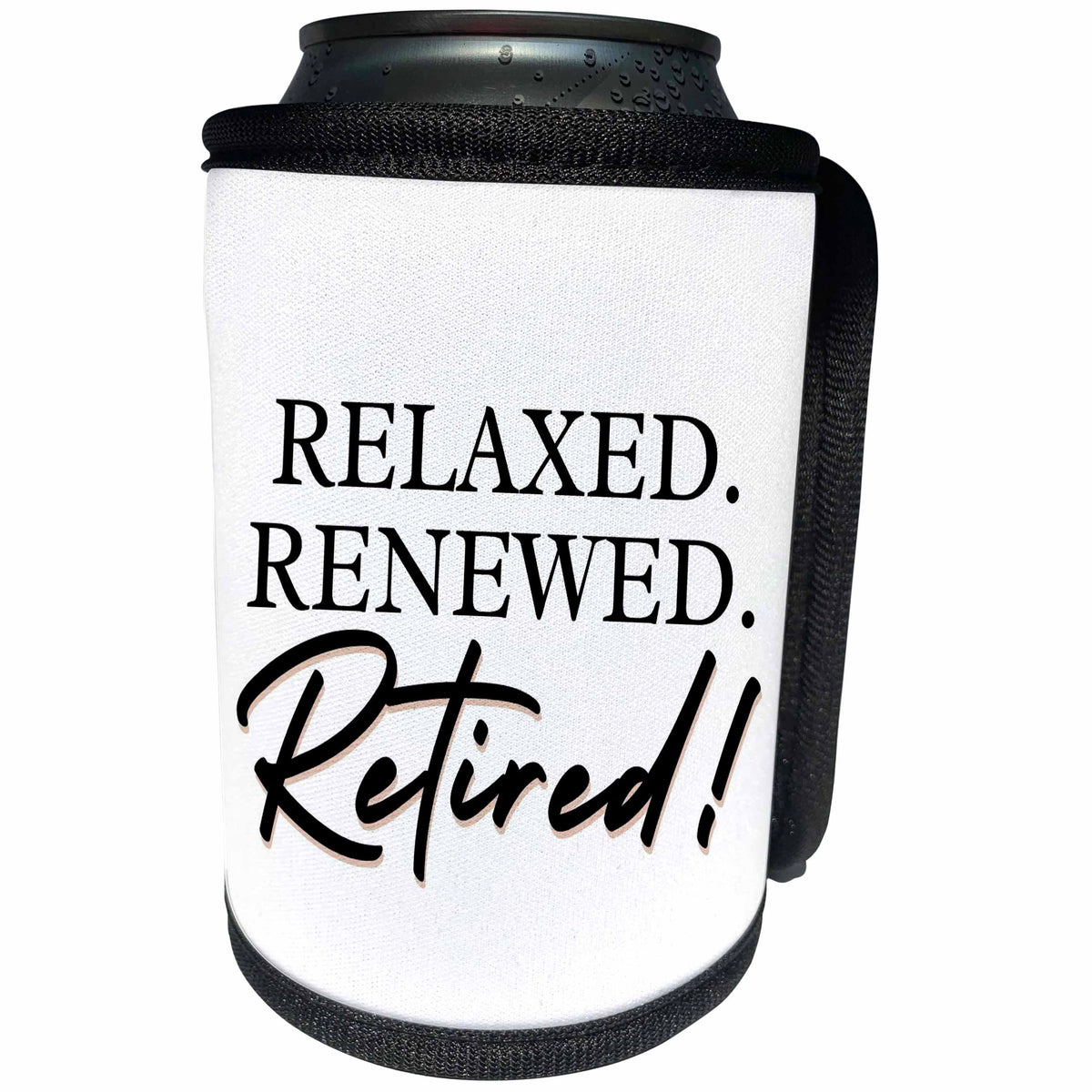 3dRose 3dRose - Rosette - Retired - Relaxed Renewed Retired - Can Cooler Bottle Wrap (cc-369575)