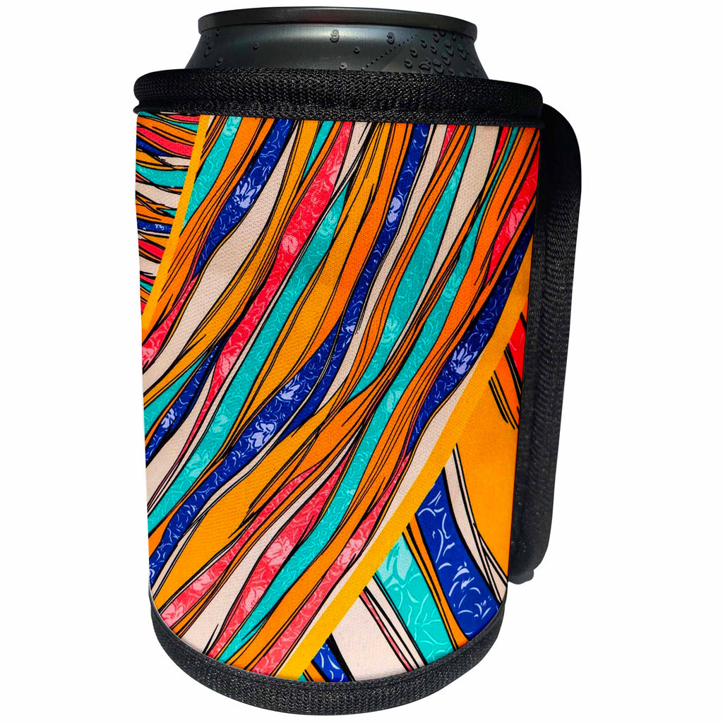 3dRose Colorful Pattern Print With Texture - Can Cooler Bottle Wrap (cc-369582)