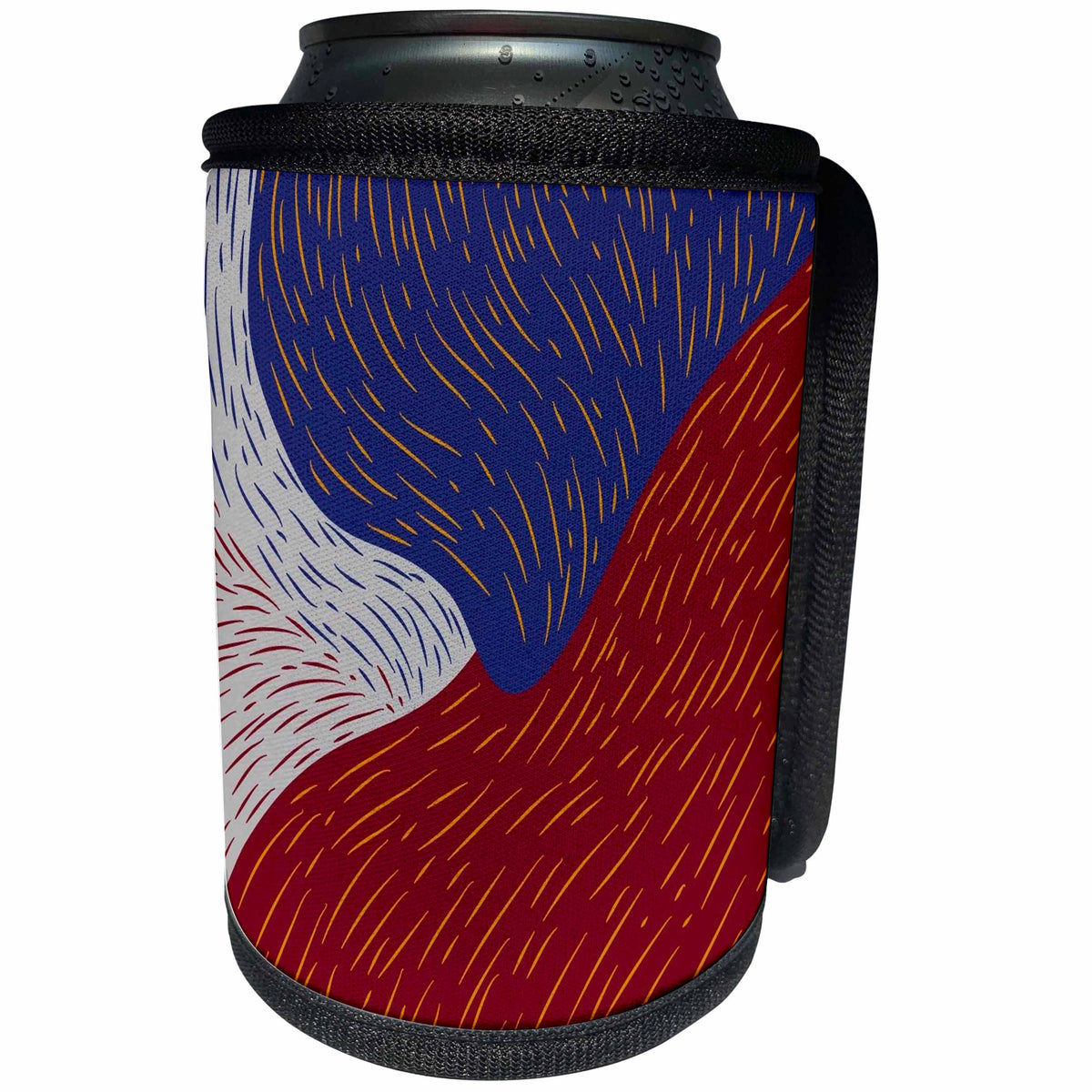 3dRose White Blue Red Pattern Print - Can Cooler Bottle Wrap (cc-369586)