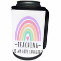 3dRose Teaching is My Love Language Boho Rainbow Heart Teacher... - Can Cooler Bottle Wrap (cc-369709)