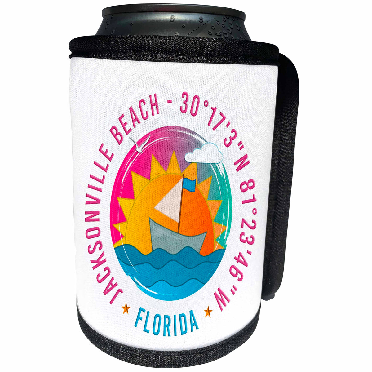 3dRose Jacksonville Beach, Duval County, Florida Beaches... - Can Cooler Bottle Wrap (cc-370132)