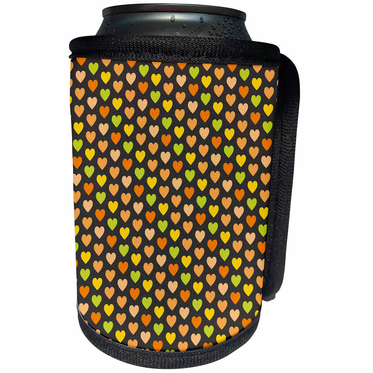 3dRose Pretty Fall Colored Hearts Pattern - Can Cooler Bottle Wrap (cc-370175)