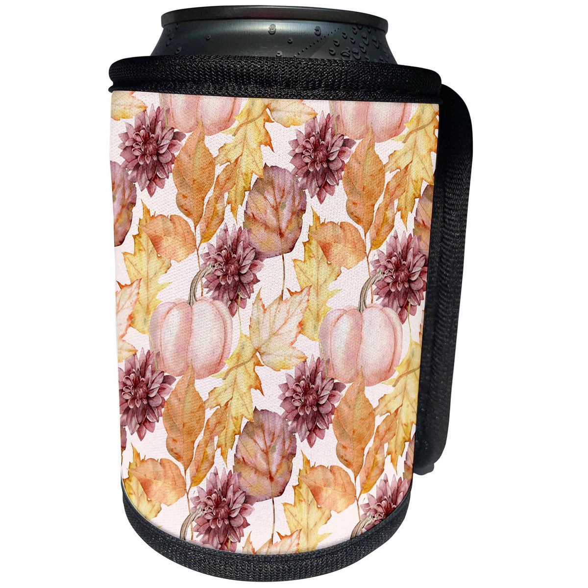 3dRose Pretty Pale Peach Pumpkins, Fall Leaves, and Floral... - Can Cooler Bottle Wrap (cc-370246)