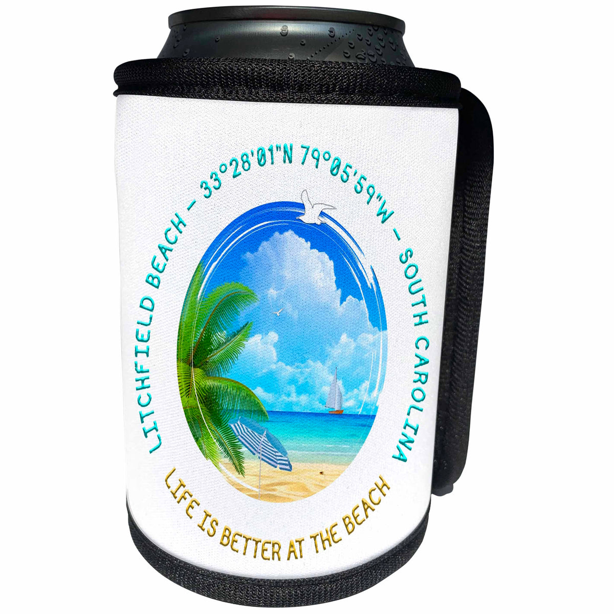 3dRose Litchfield Beach, Georgetown County, South Carolina... - Can Cooler Bottle Wrap (cc-370302)