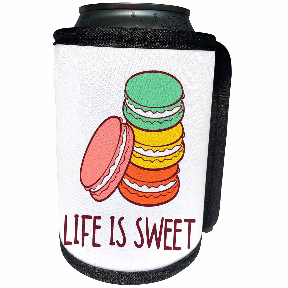 3dRose Life Is Sweet With Macaroons - Can Cooler Bottle Wrap (cc-370326)