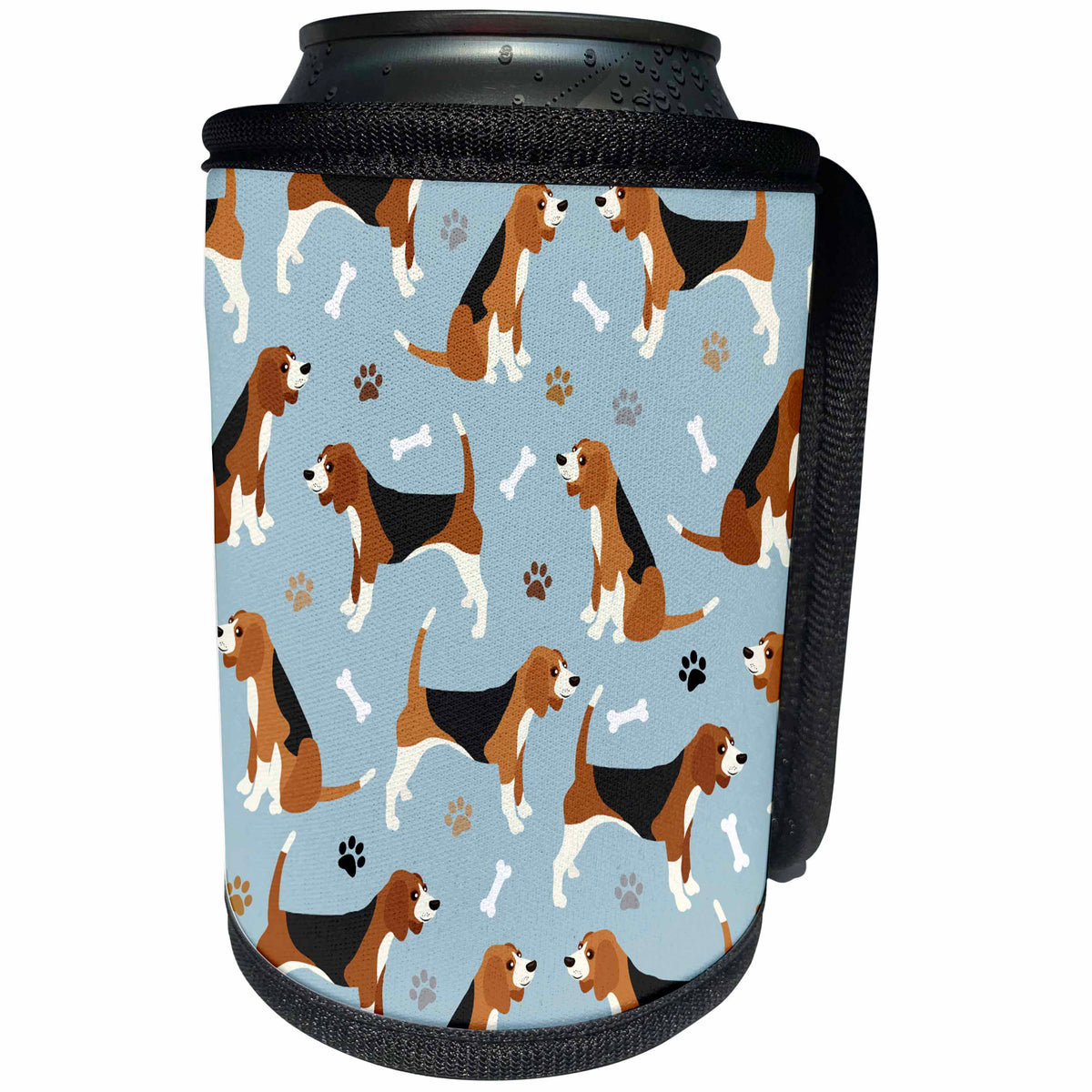 3dRose Beagle Paws and Bones Dog Pattern - Can Cooler Bottle Wrap (cc-370408)