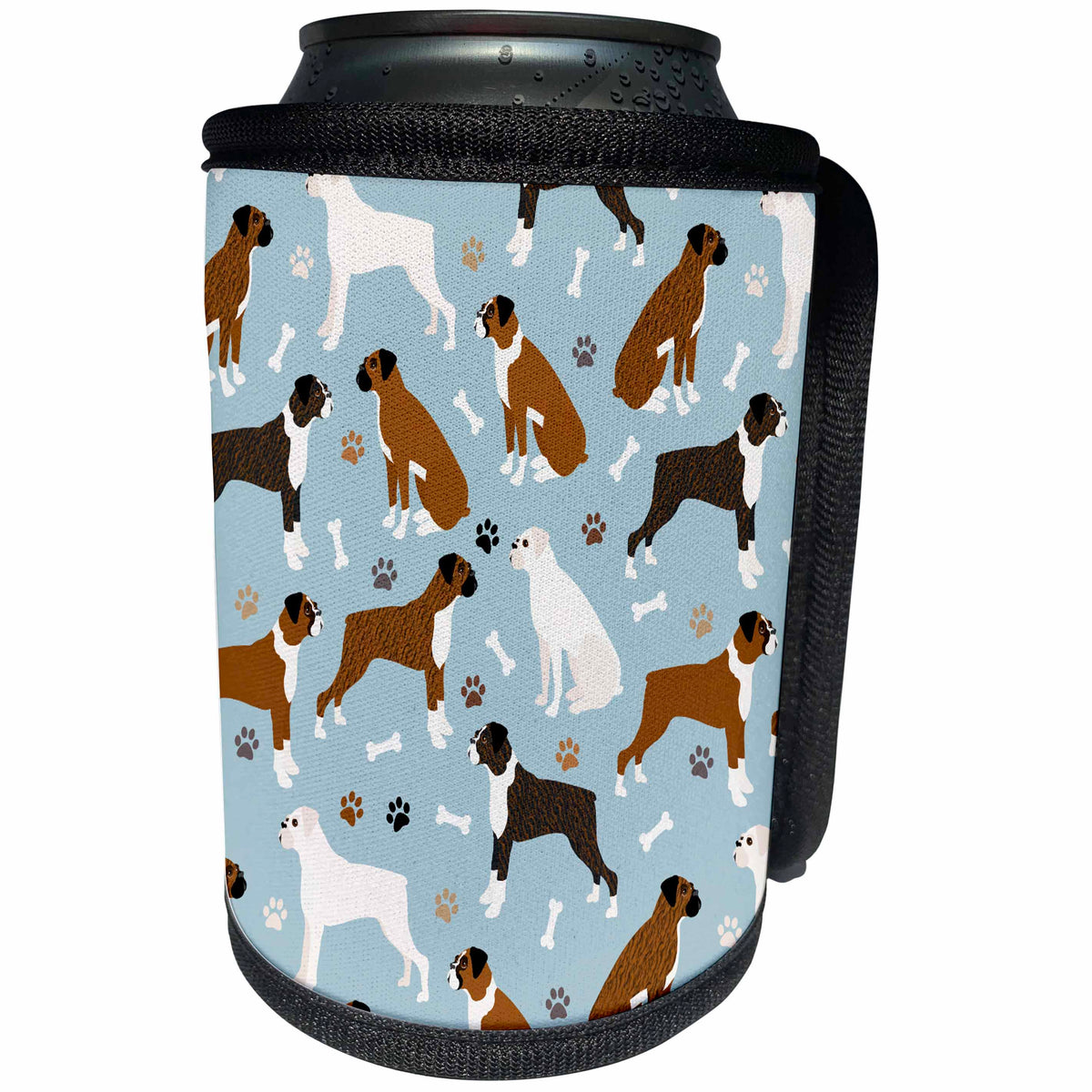 3dRose Boxer Paws and Bones Dog Pattern - Can Cooler Bottle Wrap (cc-370418)