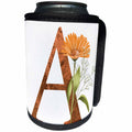 3dRose Pretty Fall Flowers Image Of Copper Monogram Initial A - Can Cooler Bottle Wrap (cc-370420)