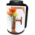 3dRose Pretty Fall Flowers Image Of Copper Monogram Initial F - Can Cooler Bottle Wrap (cc-370424)