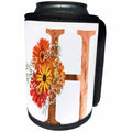 3dRose Pretty Fall Flowers Image Of Copper Monogram Initial H - Can Cooler Bottle Wrap (cc-370426)