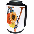 3dRose Pretty Fall Flowers Image Of Copper Monogram Initial V - Can Cooler Bottle Wrap (cc-370436)