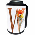 3dRose Pretty Fall Flowers Image Of Copper Monogram Initial W - Can Cooler Bottle Wrap (cc-370437)