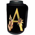 3dRose Monogram Initial A In An Image Of Gold With Fall Leaves - Can Cooler Bottle Wrap (cc-370440)