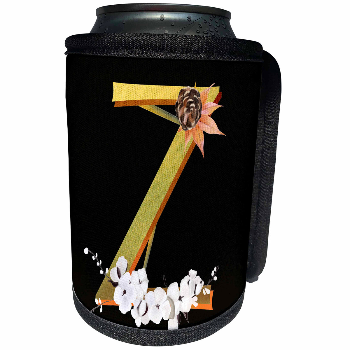 3dRose Monogram Initial Z In An Image Of Gold With Fall Leaves - Can Cooler Bottle Wrap (cc-370459)
