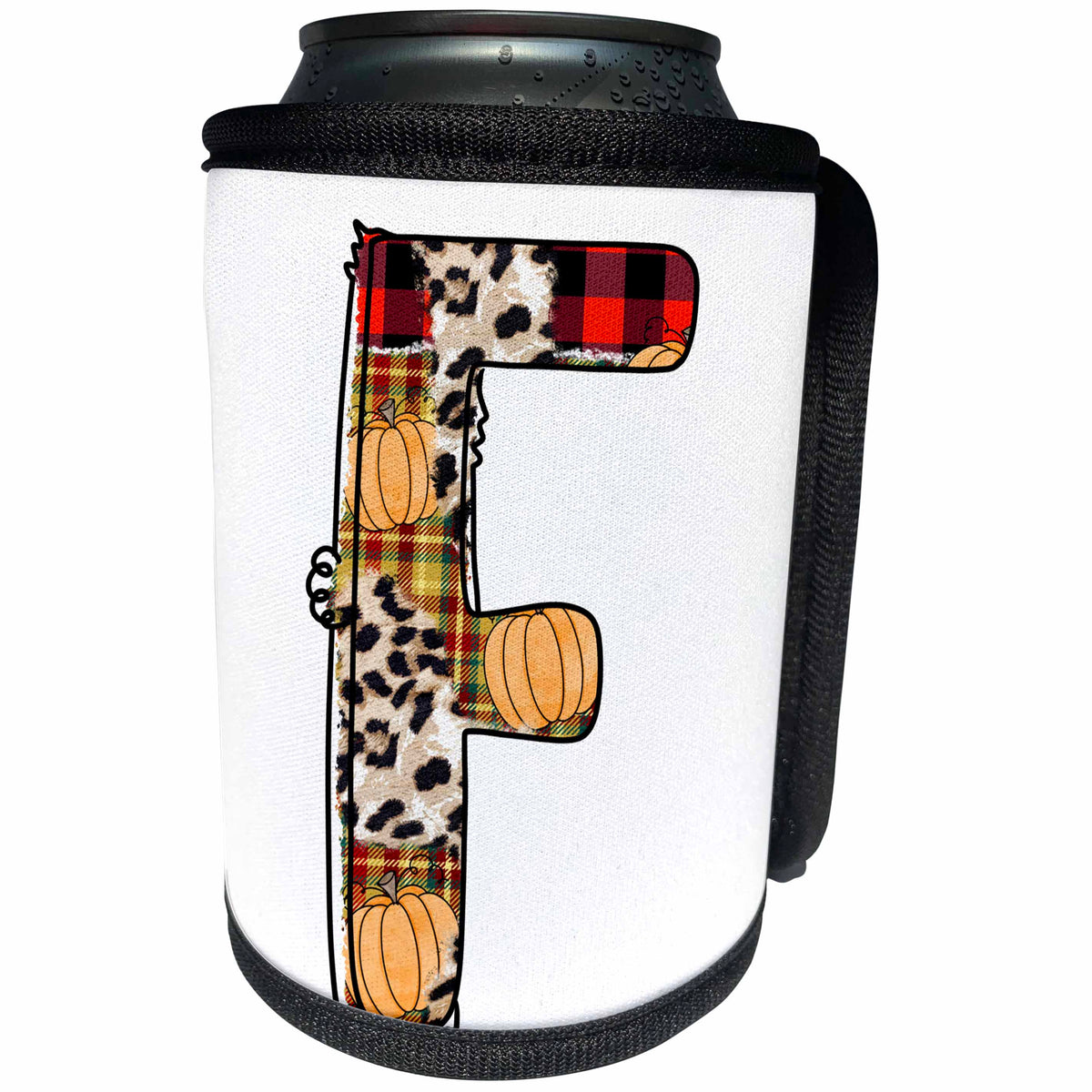 3dRose Cute Fall Patchwork Monogram Initial F - Can Cooler Bottle Wrap (cc-370464)