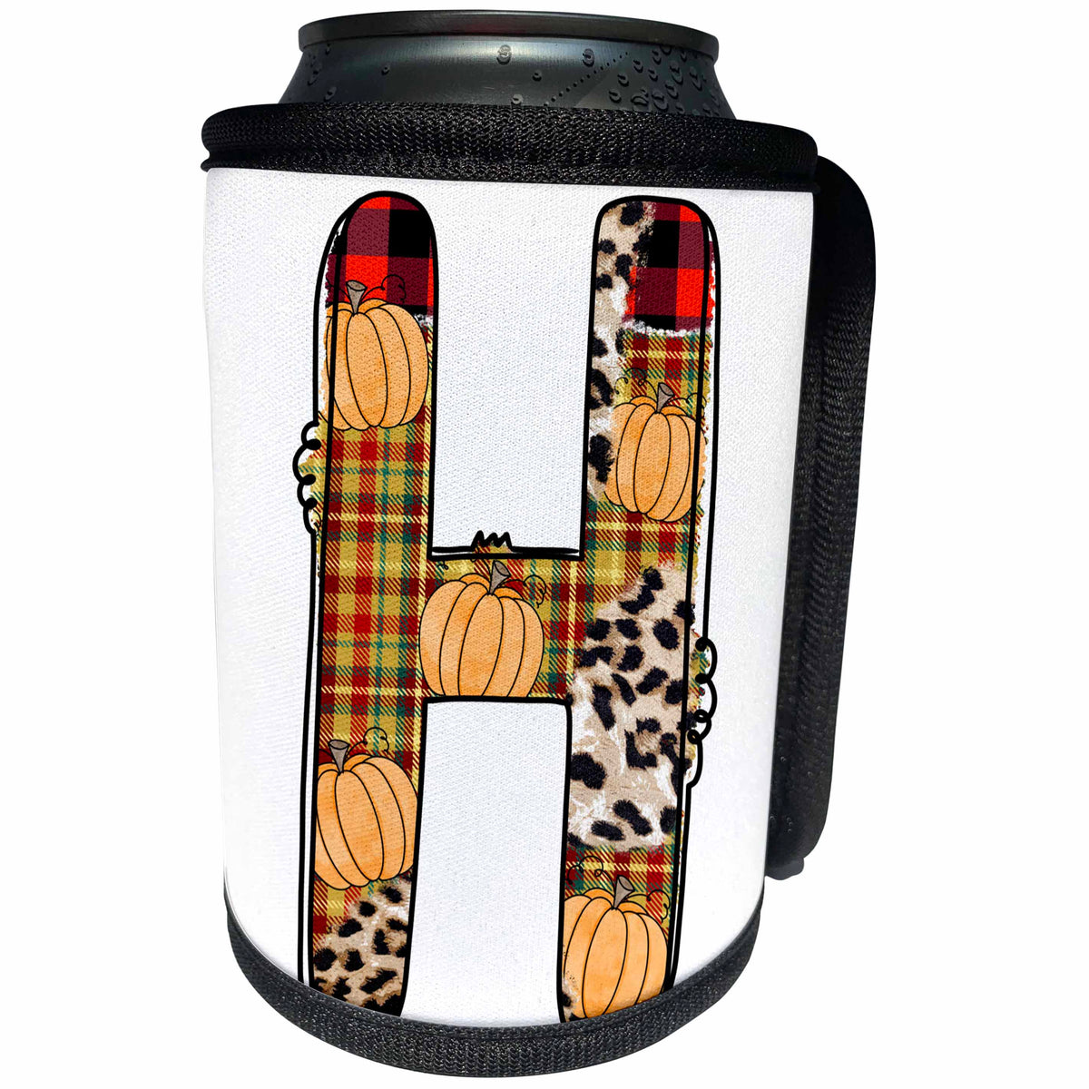 3dRose Cute Fall Patchwork Monogram Initial H - Can Cooler Bottle Wrap (cc-370466)