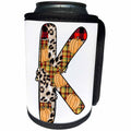 3dRose Cute Fall Patchwork Monogram Initial K - Can Cooler Bottle Wrap (cc-370468)